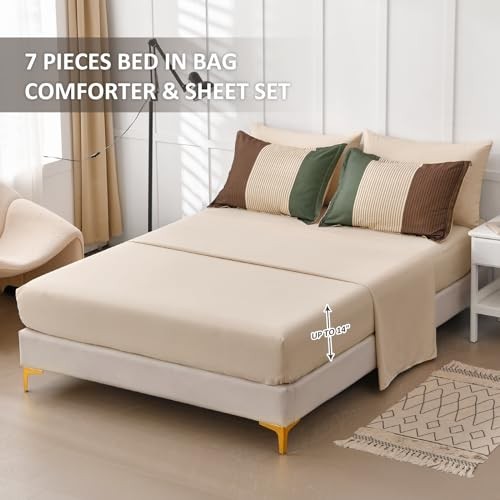Striped Comforter Set Size, Boho Striped Bedding Comforter King Brown Green