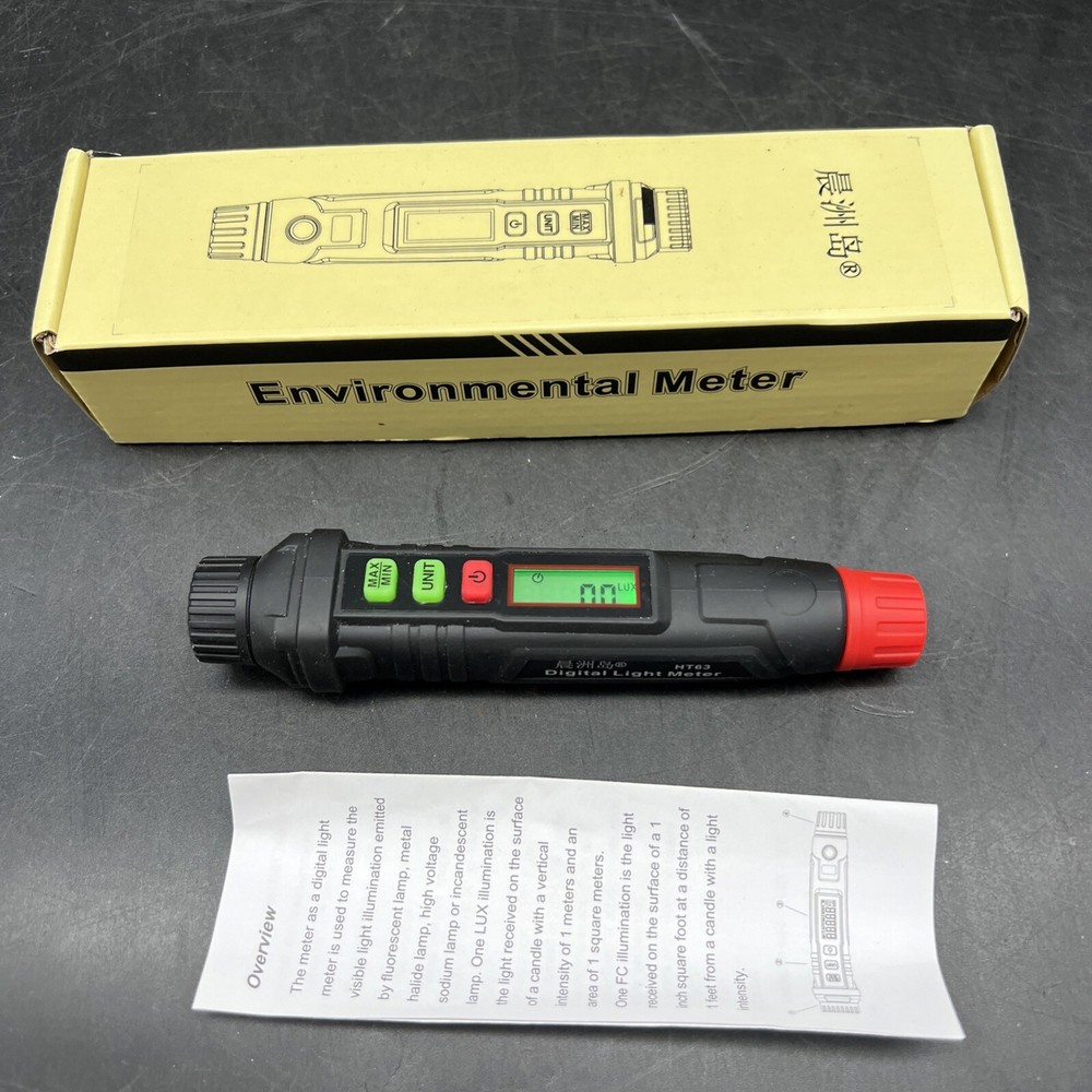 HT63 Light Meter Digital Illuminance Meter Temperature Measurer New