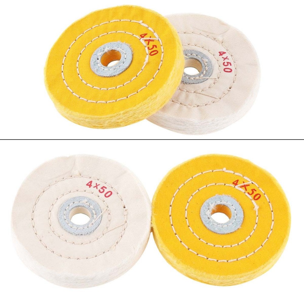 2pcs 4 Inch Buffing Soft Polishing Buffer Polish Wheel Pad Kit For Bench Grinder