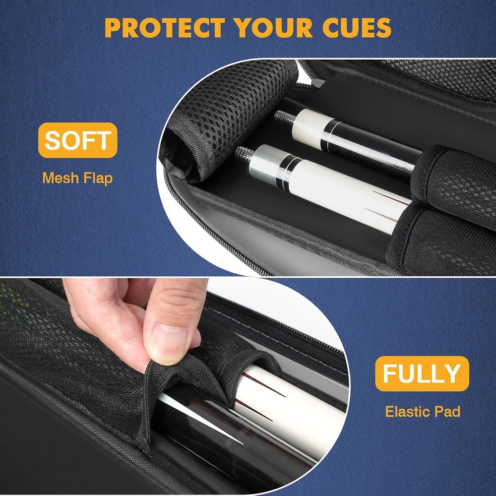 Pool Cue Case, Stick Case 2x2 Holds 2 2x2, Grey/Black