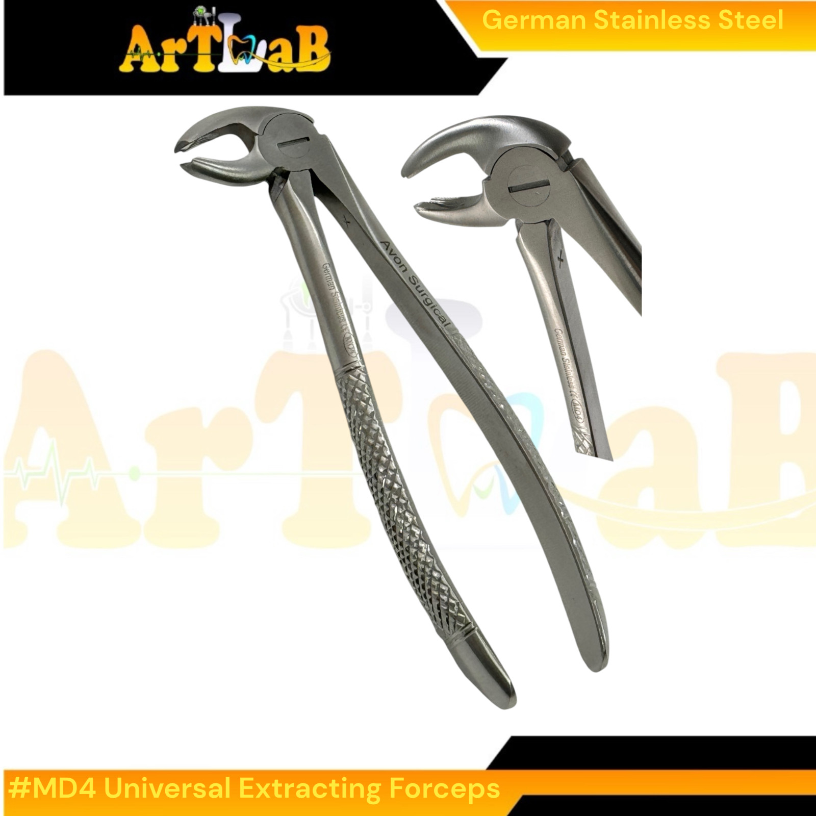 Universal Tooth Extraction Pliers MD4 for Lower Molars - German Stainless Steel