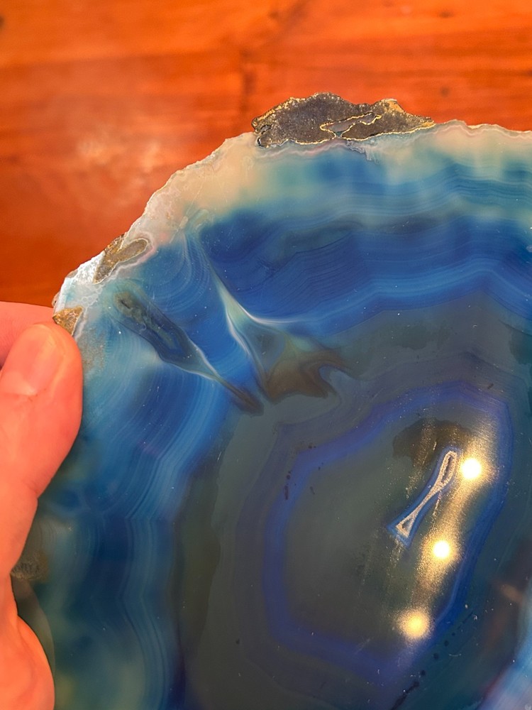 Blue Dyed Agate Slice 9.5''