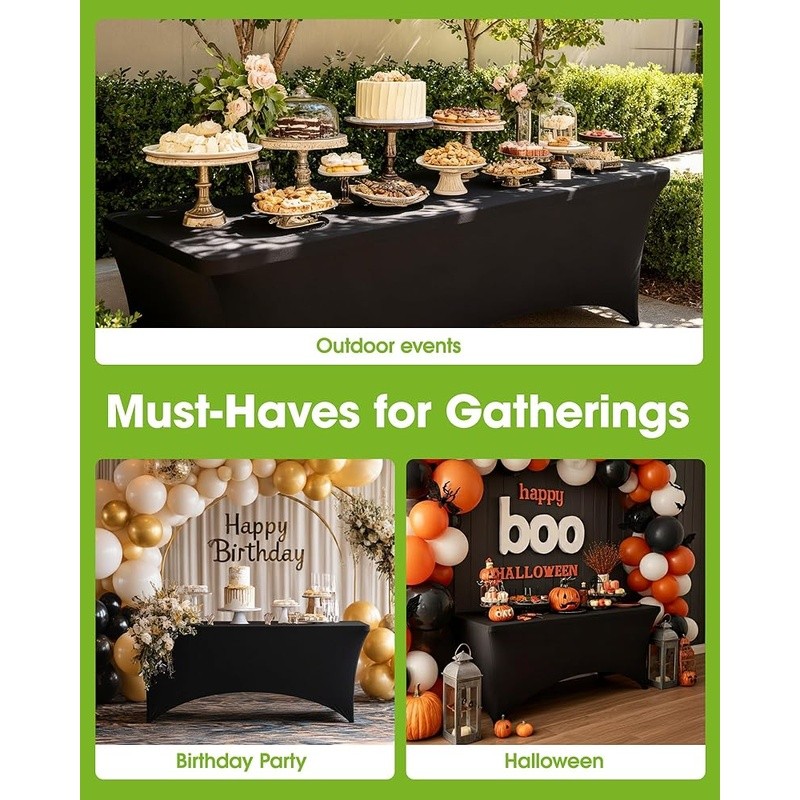 Fitted Spandex Tablecloths 6ft Rectangular Tables Outdoor Events Parties New
