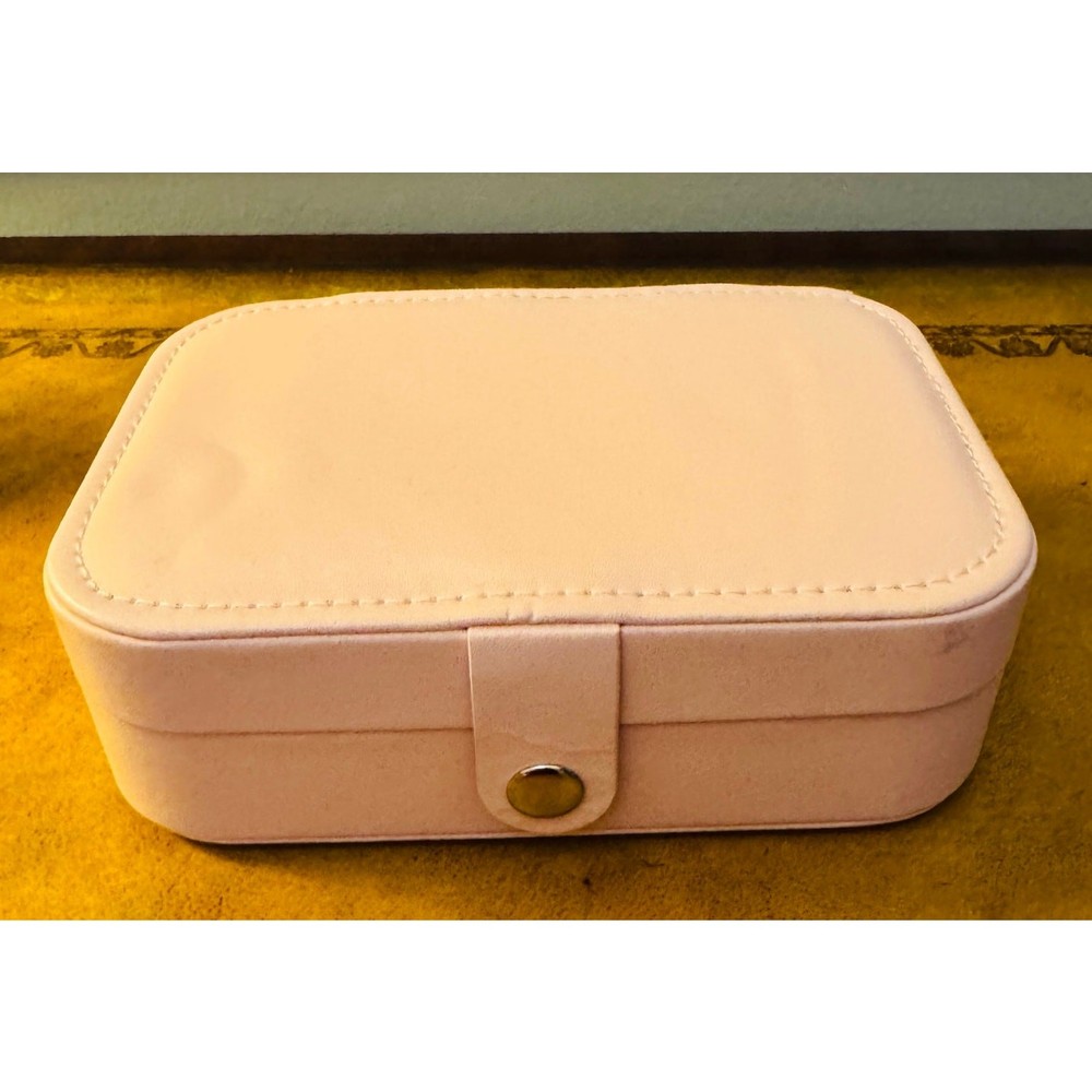 2 Pink Travel Jewelry Box Snap Close Rectangular & Full Zip Square Compartments
