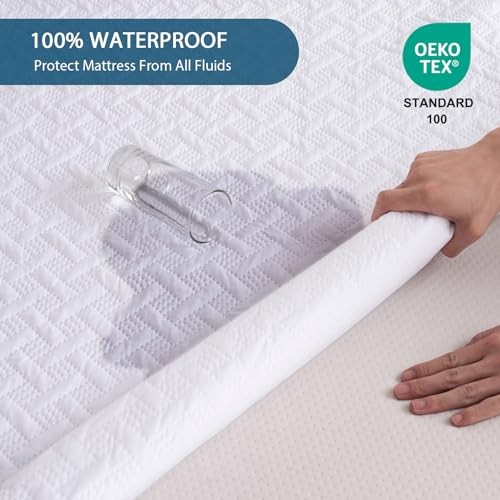 Noiseless Breathable Waterproof Mattress Protector Size Bed Queen White