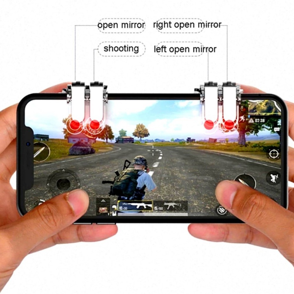 2PCS W6 Gaming Trigger Phone Game PUBG Mobile Controller Gamepad For Android IOS