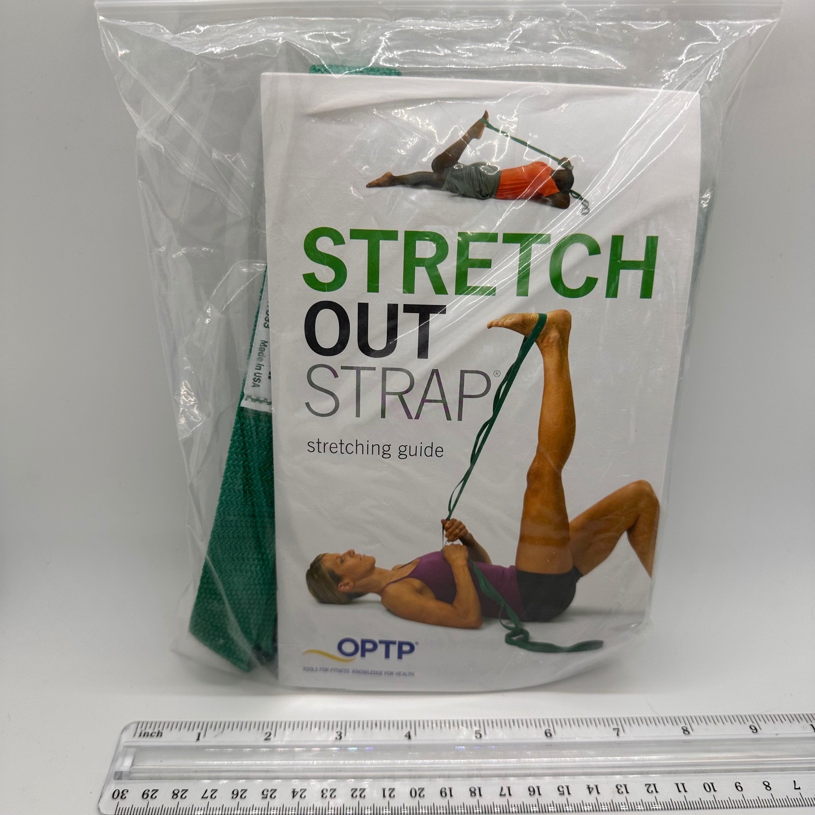 OPTP Stretch Out Strap Stretching Guide Green Exercise Yoga Pilates Band