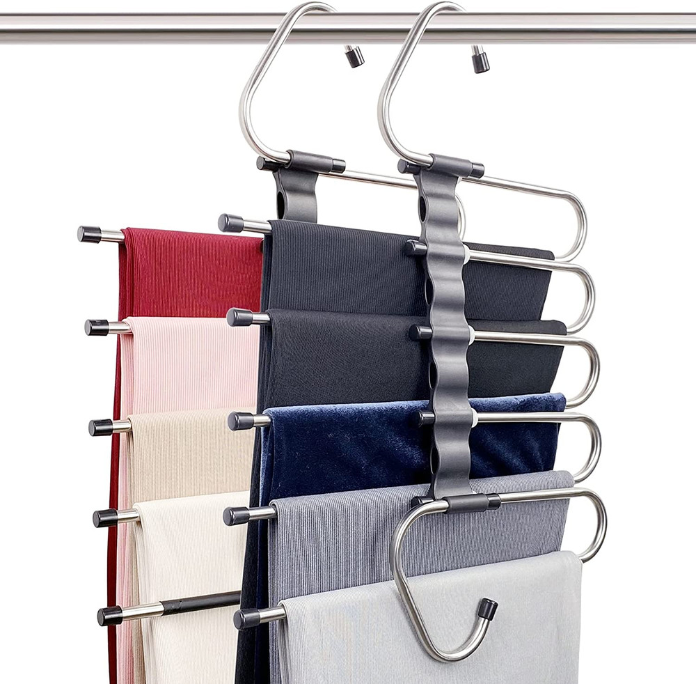 Magic Pants Hangers Space Saving - 2 Pack for Closet Multiple Layers Multifuncti