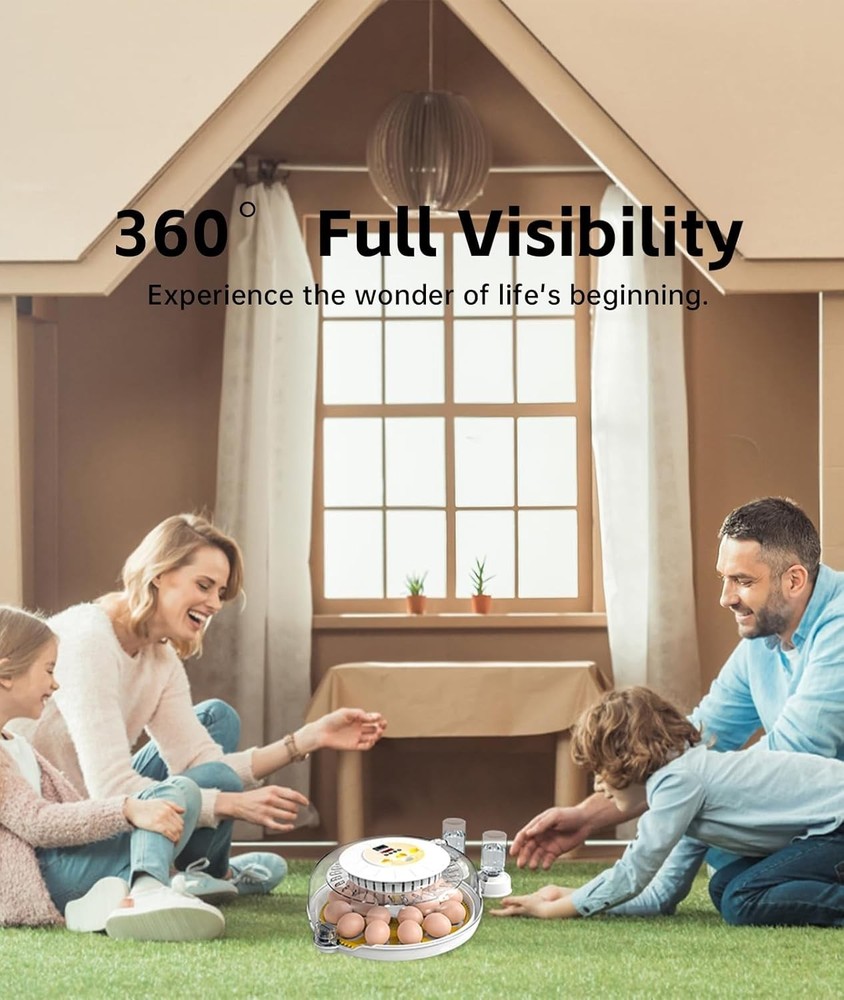 Professional Egg Incubator – 360° Full View, Precise Temperature Control, Automa