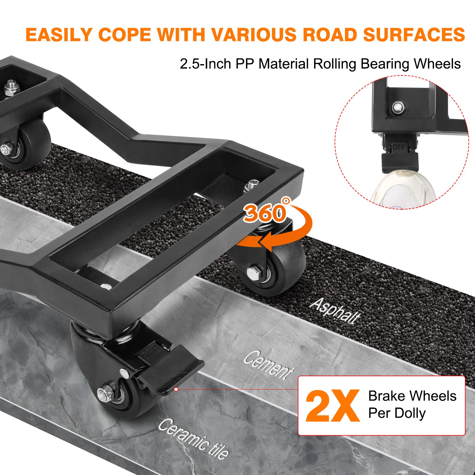 4 Pack Car Dolly,6000LBS Capacity Wheel Dolly with Steel Wheels for Garage,NEW