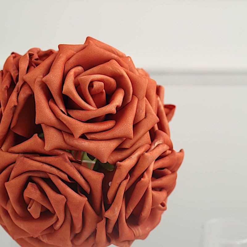 24 TERRACOTTA 5" FOAM ROSE Flowers Stems Party Wedding Events Decorations