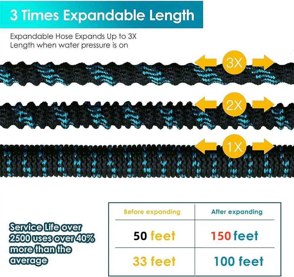 Durable Leak Proof Expandable Flexible Garden Water Hose 25/50/75/100/150ft