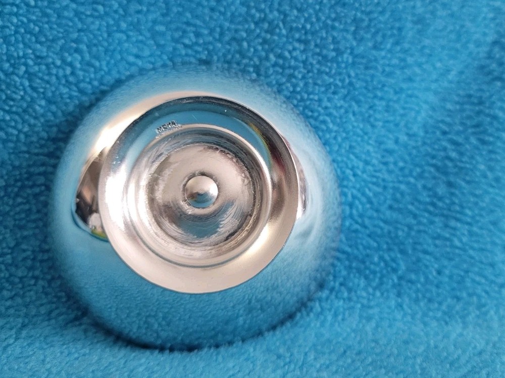 2 Vintage MEKA MADE IN DENMARK Blue Enamel Silver Plated Candleholders