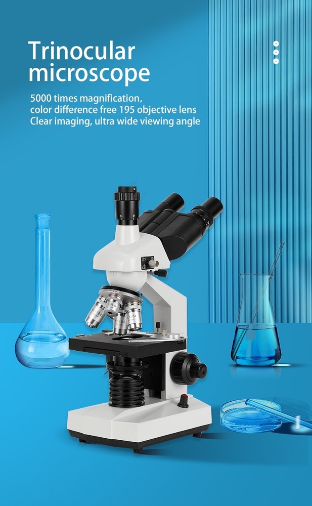 40 X -5000 X Trinocular LED Lab Compound Microscope with Double Layerwith electr