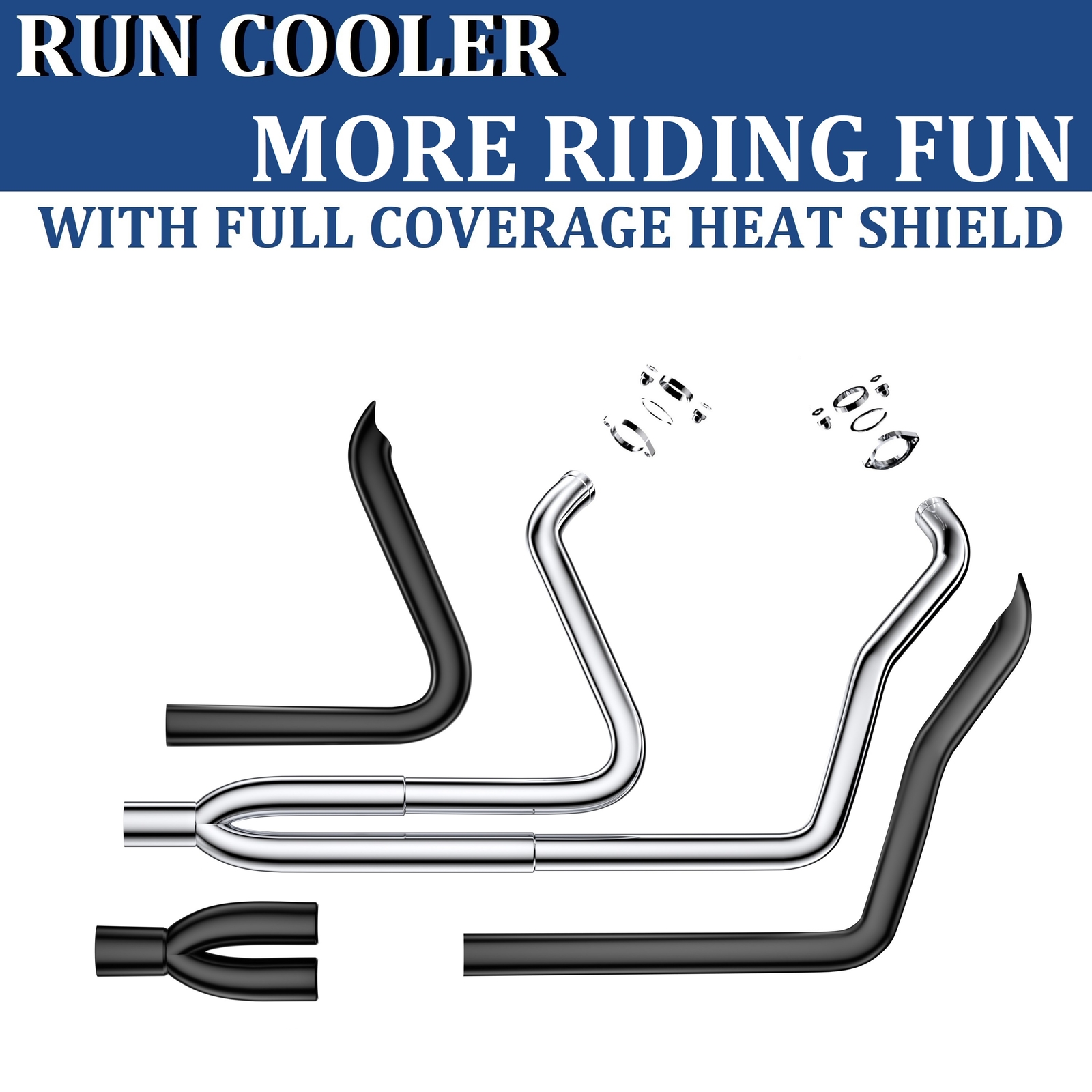 Pro 2 into 1 Black Exhaust Pipe w/ 4" Muffler Fit 1995-2016 Harley Touring