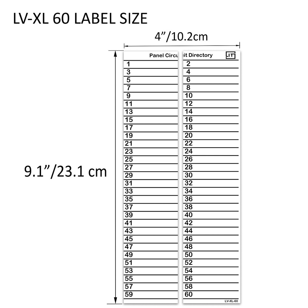 LV Fuse Box Panel Directory Label All Electrical Panel (Large 60 Circuits 2 Pcs)