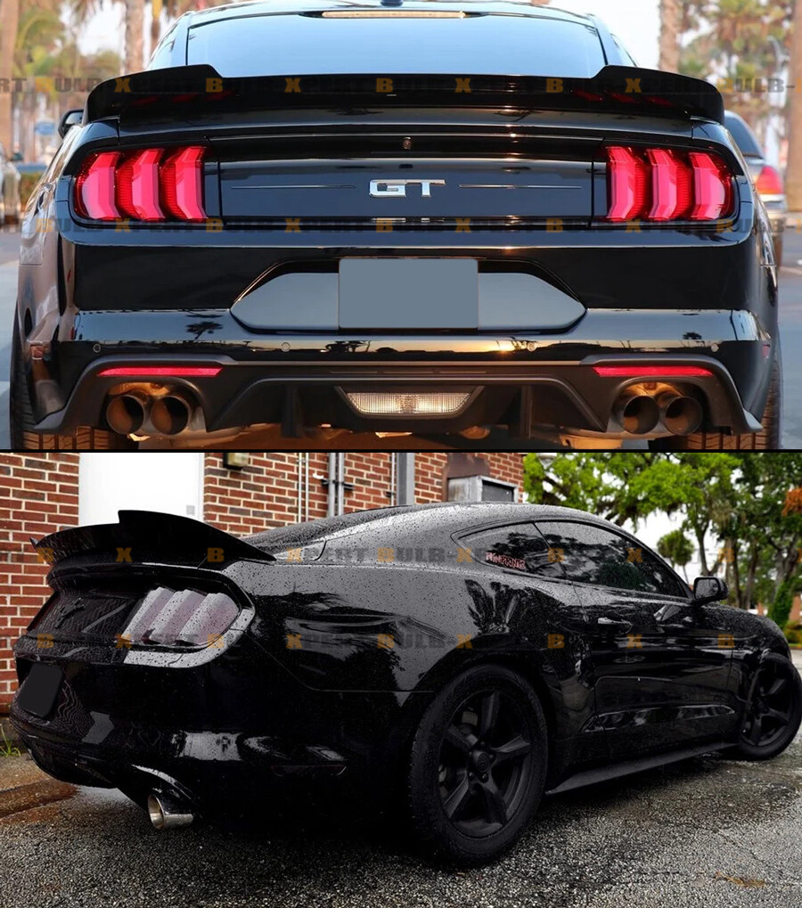 FOR 2015-2023 FORD MUSTANG GT GLOSS BLACK MD STYLE HIGHKICK TRUNK SPOILER WING