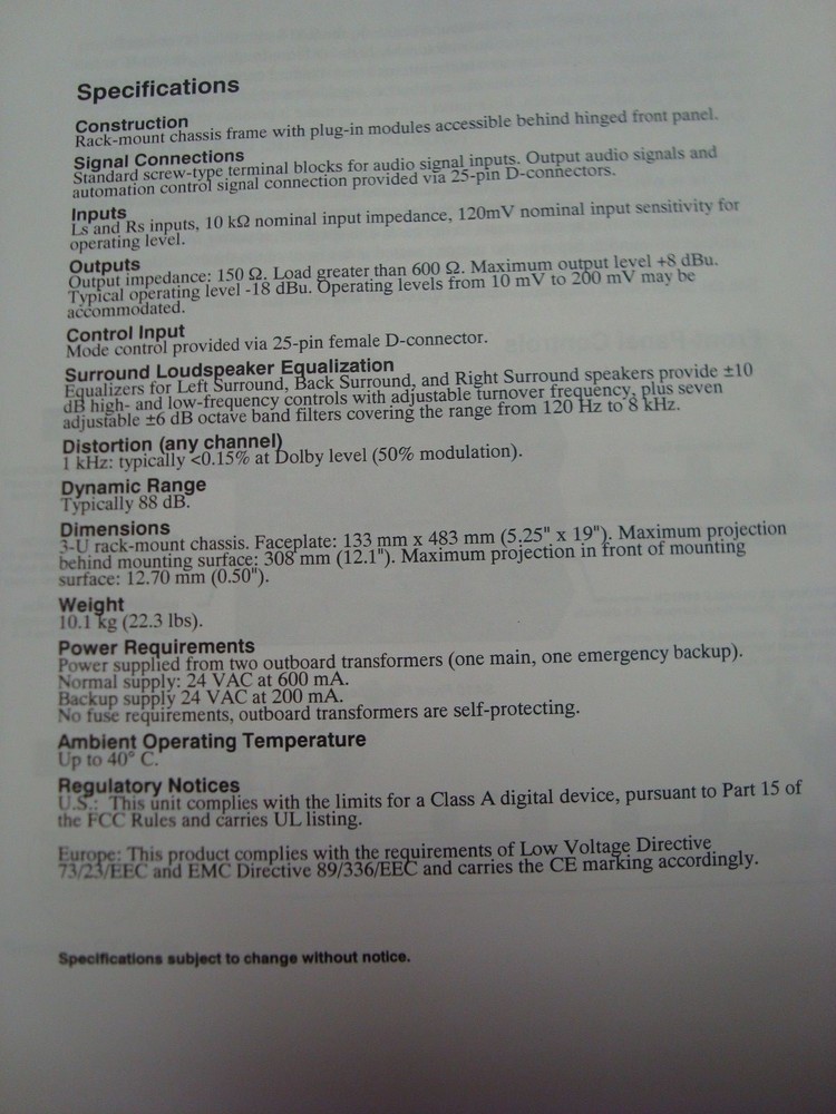 DOLBY DIGITAL SURROUND-EX Adaptor SA-10