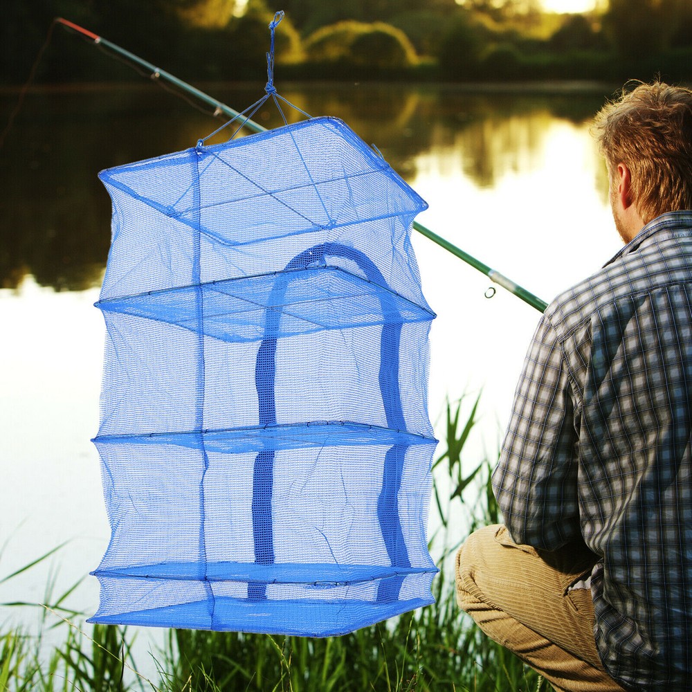Foldable 4 Layers Drying Net Hanging Vegetable Fish Dishes Mesh Dryer Rack