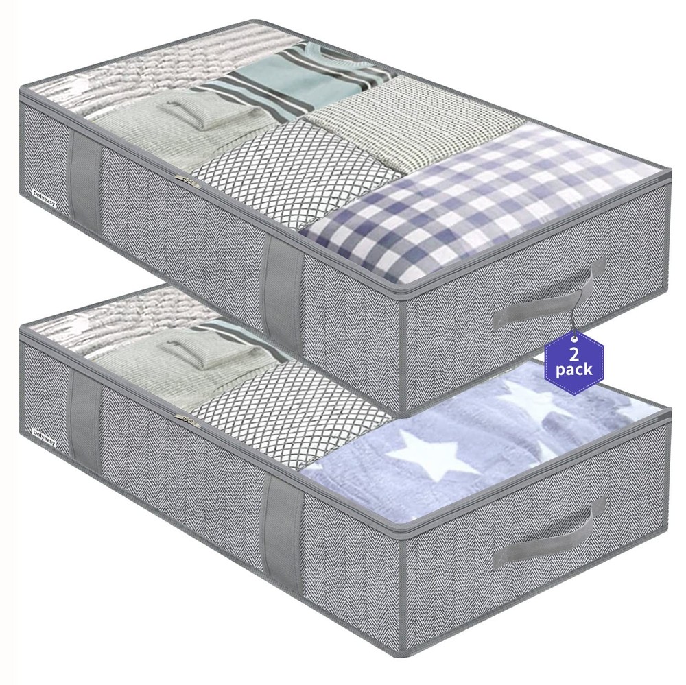 Onlyeasy Underbed Storage Bags 2 Pack, Large Organizer with Handles & Window