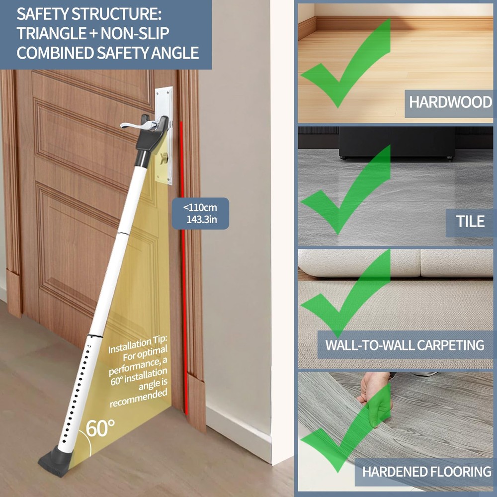 Upgraded Multi-Functional Door Security Bar & Sliding Windows 2 Pack, White