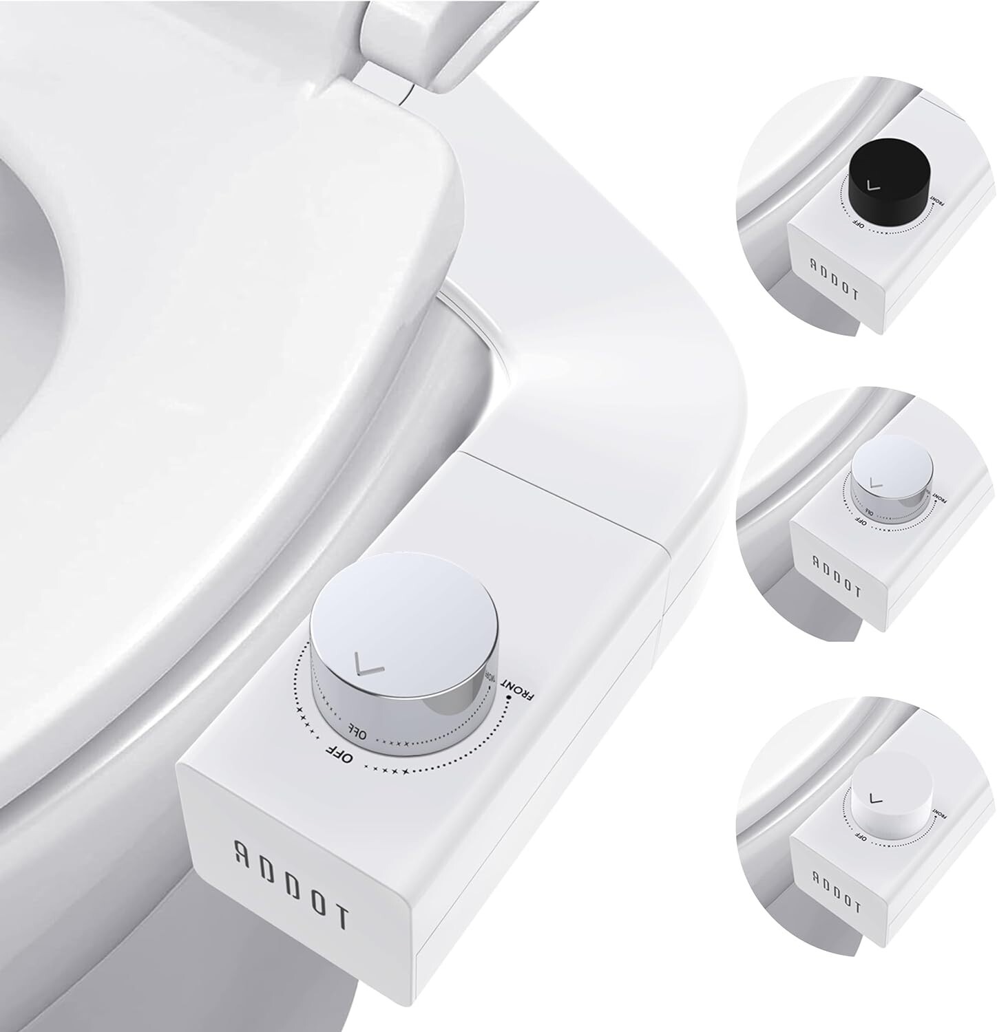Toilet Bidet Dual Nozzle Left and Right Hand Side Convertible, 3 Color knobs