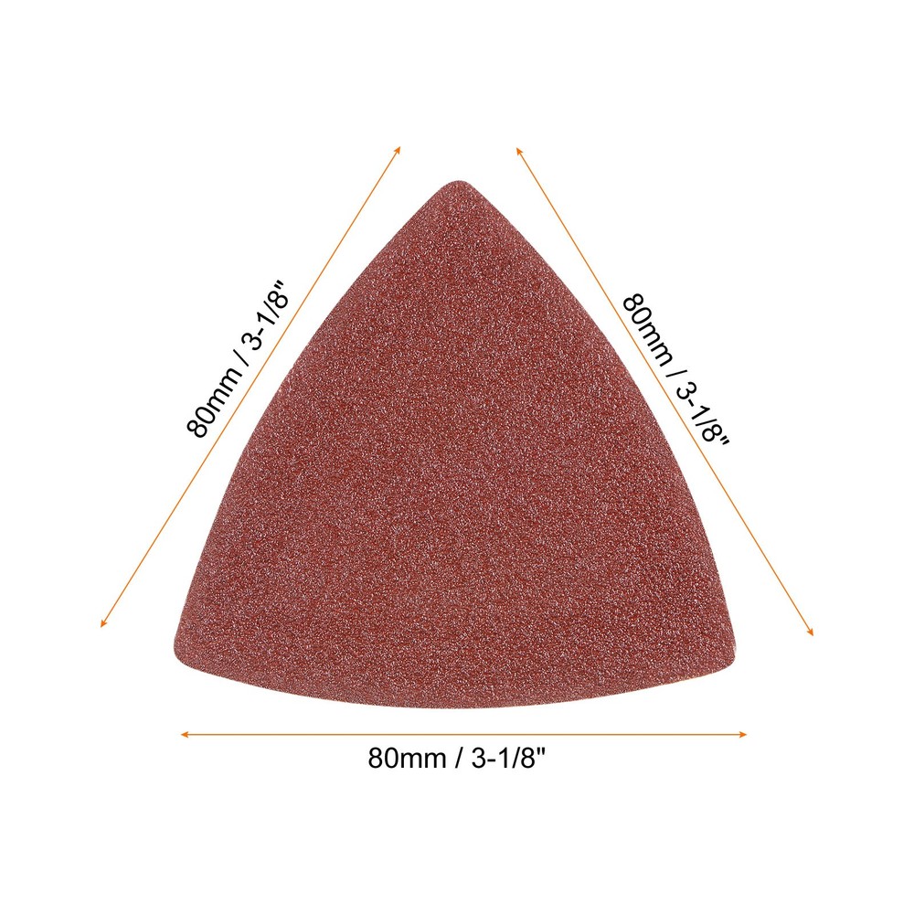 120pcs 80 Grits 80mm Aluminum Oxide Triangular Hook & Loop Sandpapers Pads