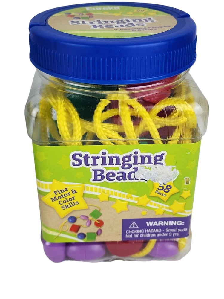 Educational Stringing PLASTIC Bead Set Strings Colors LOT