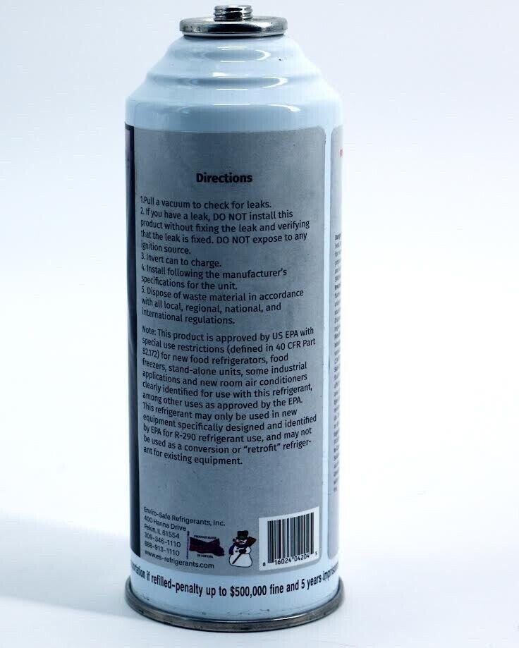 R290 Refrigerant - 12 Pack of 8 oz cans | Good for Fridges Freezers Ice Machines