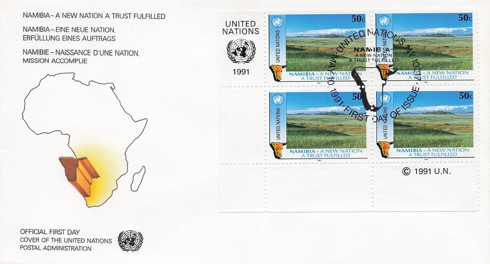 United Nations 588-589 FDC Block Set Namibia