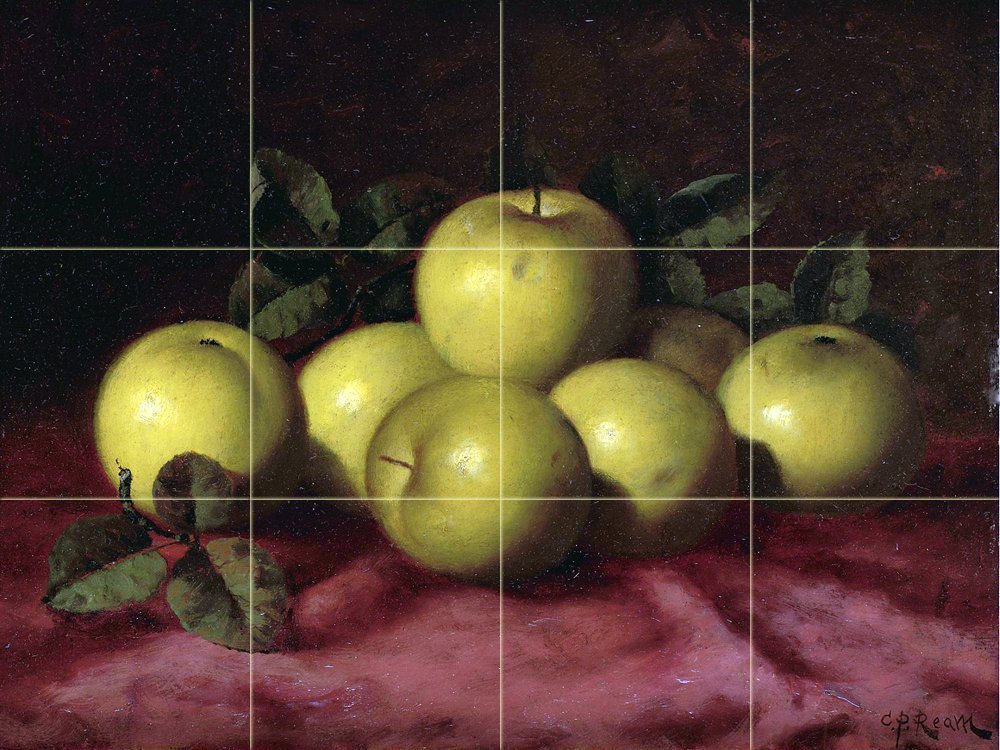 GREEN APPLES Tile Mural Kitchen Bathroom Wall Backsplash Art 24x18