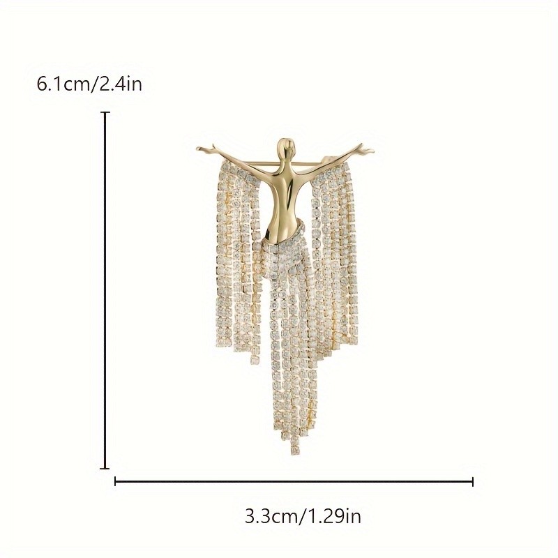Rhinestone Golden Tassel Brooch Pin Coat Suit Pins Fashion Lady Jewelry Corsage