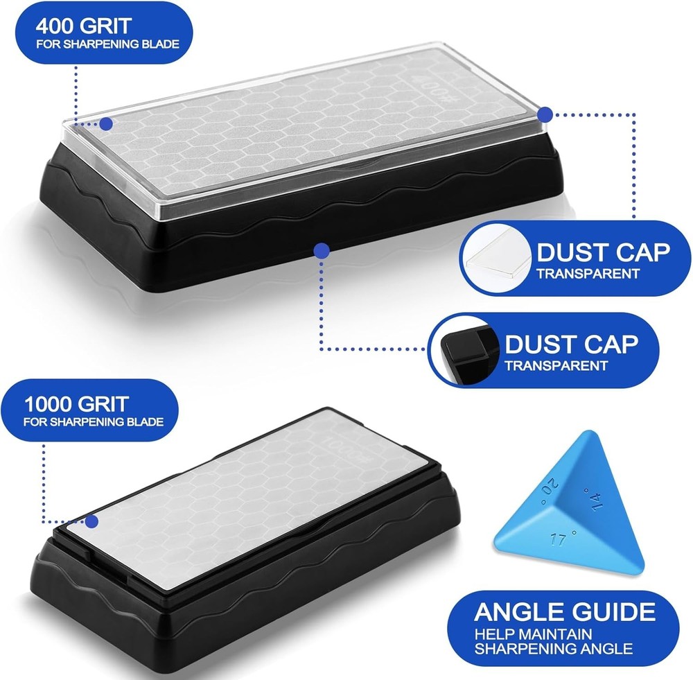 Double-Sided Diamond Sharpening Stone with Angle Guide & Storage