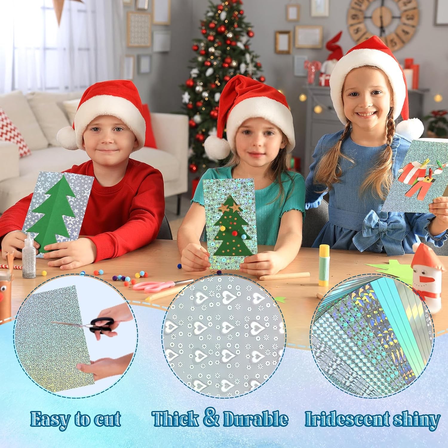 30 Sheets Holographic Cardstock, 6" x 8" Metallic Glitter Shiny Iridescent Mirro