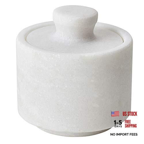 White Marble Salt Cellar Keeper With Lid