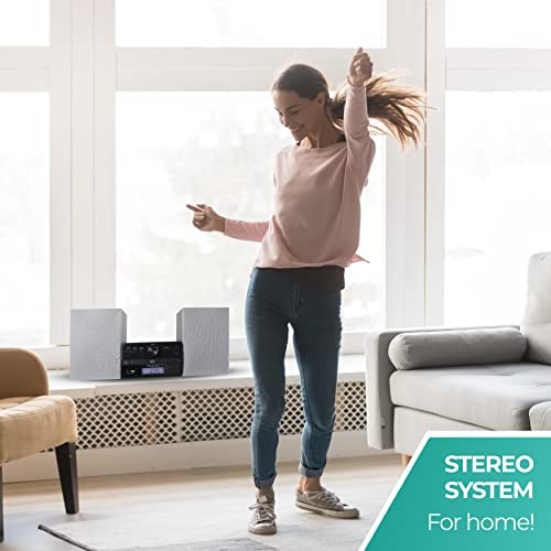 Stereo Shelf Systems Tray Loading CD Player with Digital FM Radio, Bluetooth