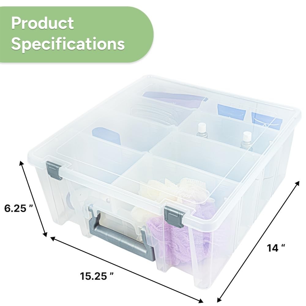 Super Satchel Double Deep Compartment Box Art Storage With 8 Removable Compartme