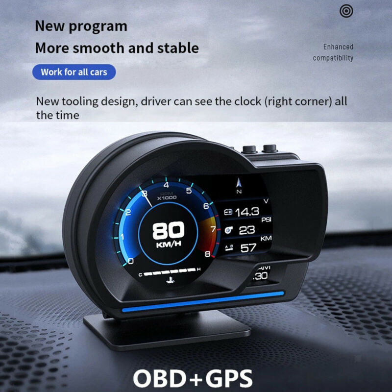 Car OBD GPS HUD Multi-function Gauge Head-Up Display 9 Different Interface Alarm