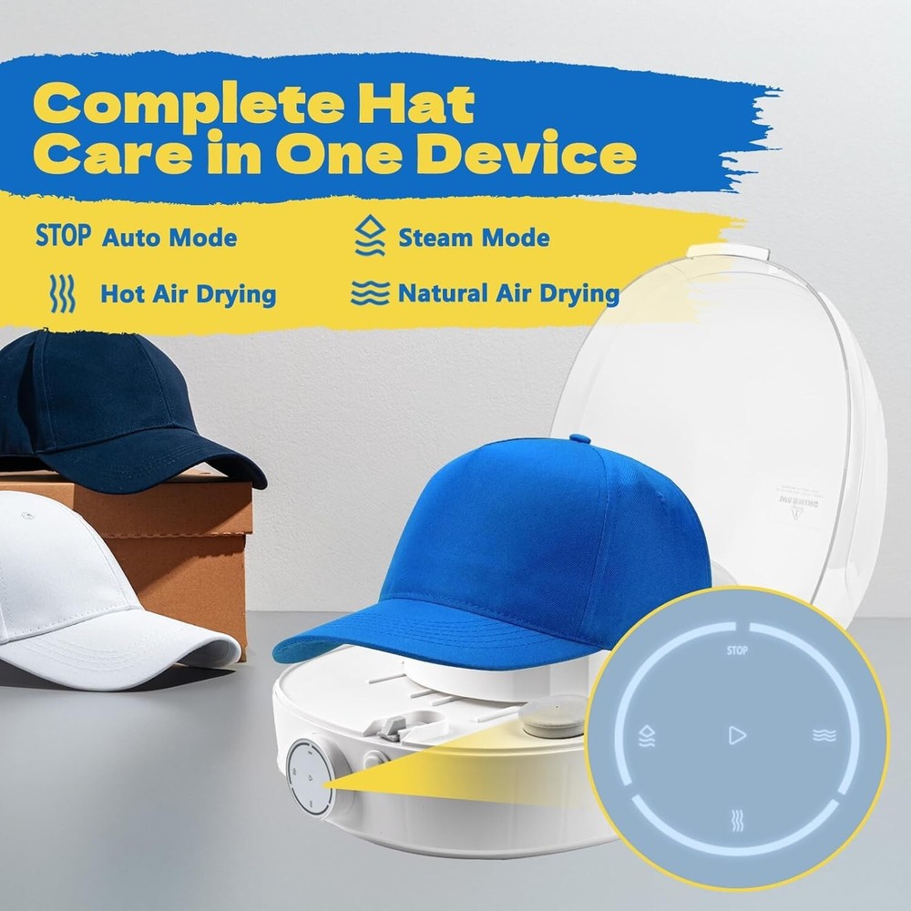 Effortless Hat Cleaning & Drying Machine with Adjustable Fit Technology