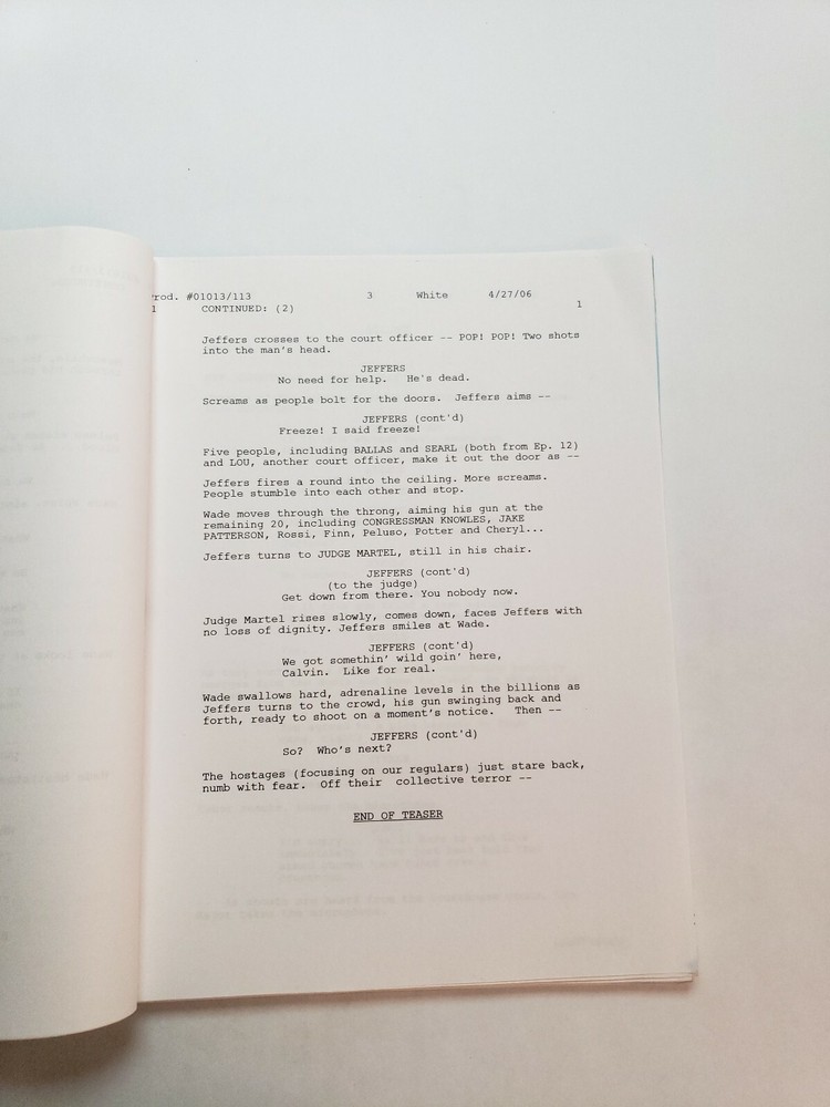 CONVICTION / Rick Eid & Walon Green 2006 TV Series Script ERIC BALFOUR "Hostage"