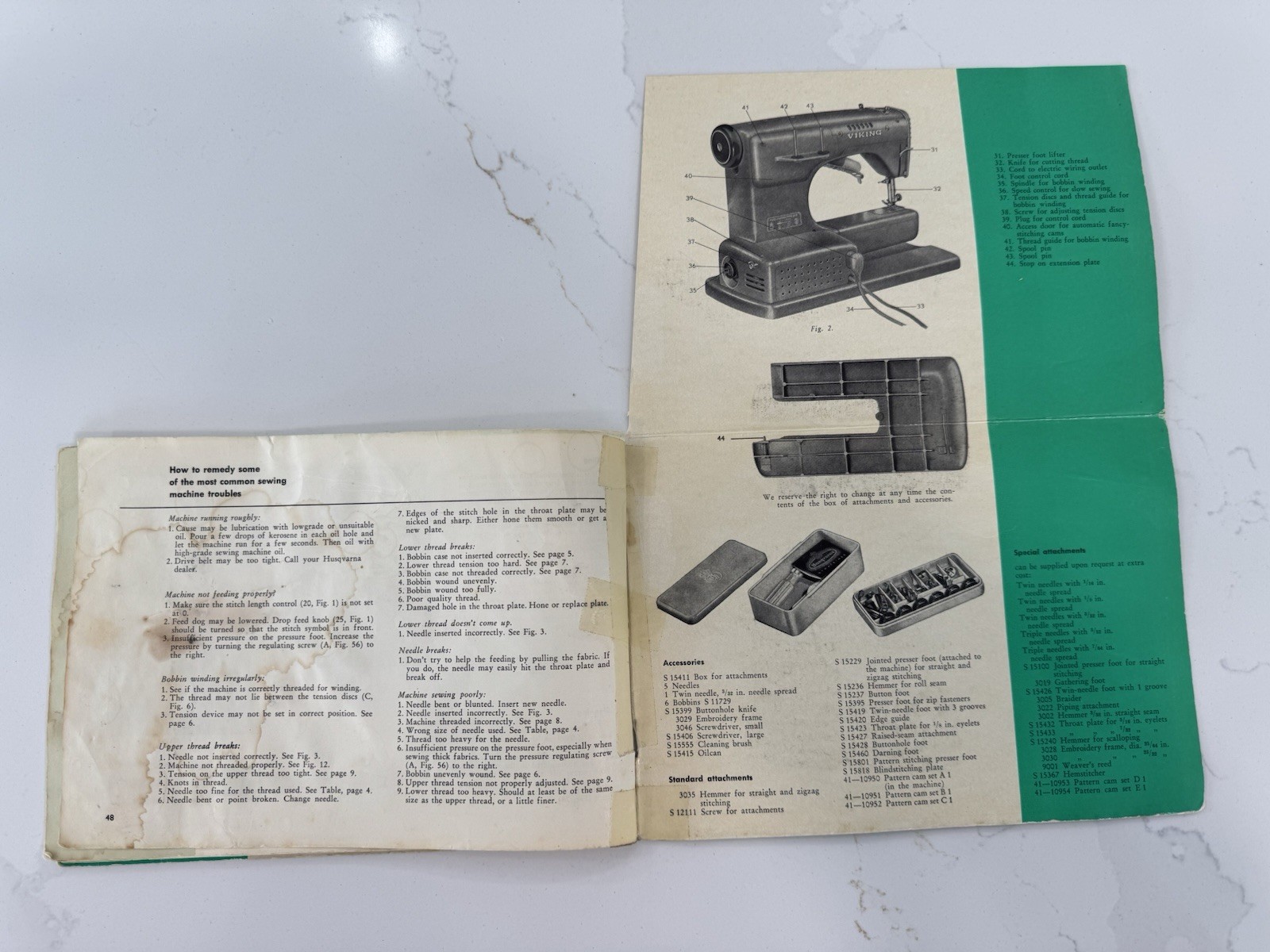 Original Viking Husqvarna 21E Sewing Machine Instructions, VGC