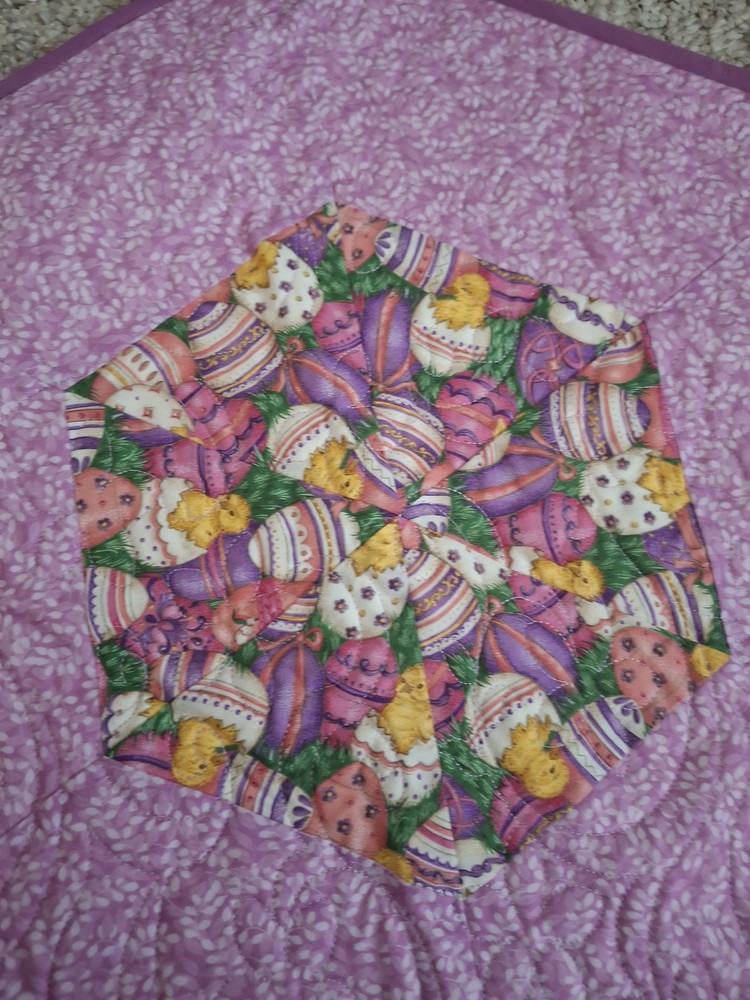 Homemade Easter Chicks Hexagon Table Topper