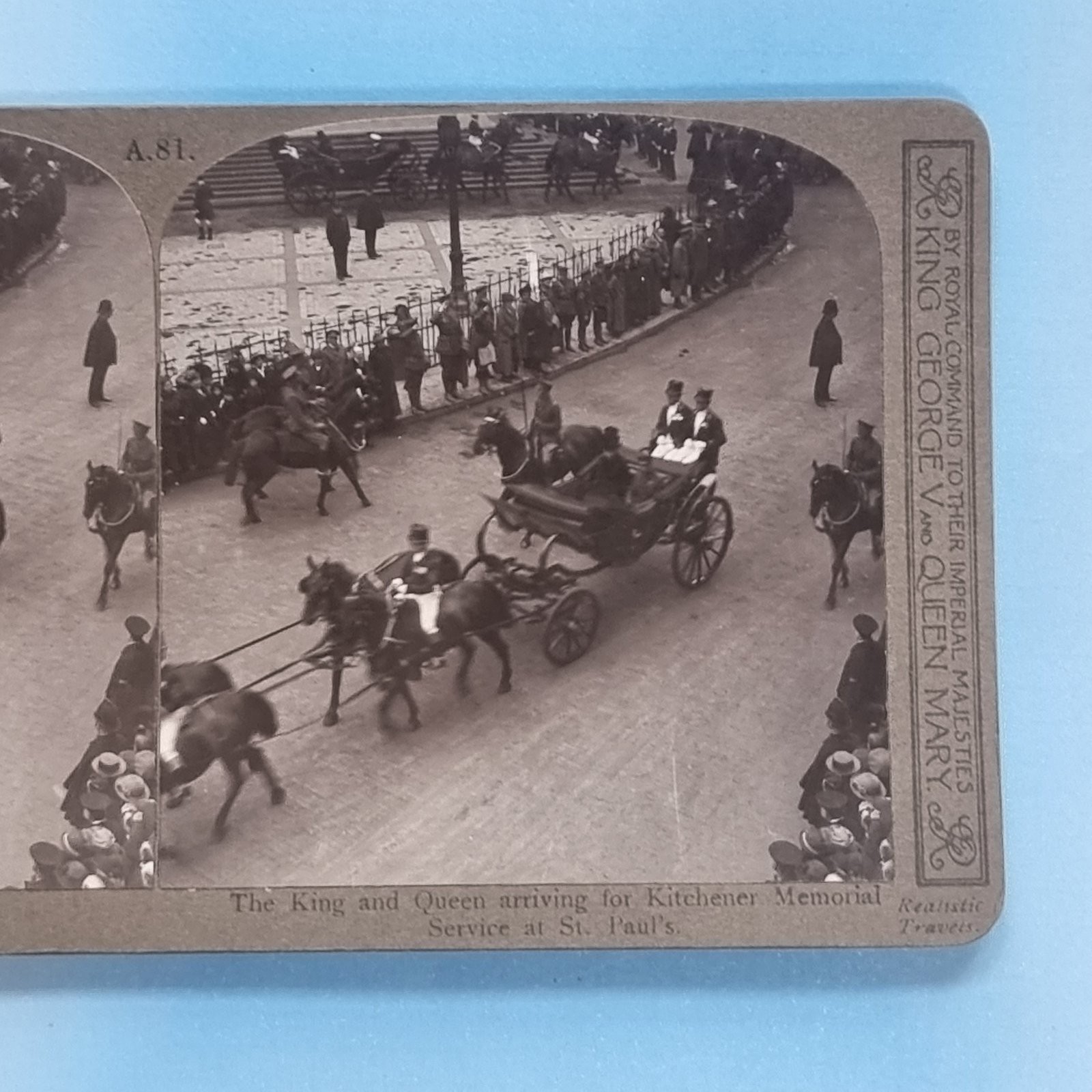 WW1 Stereoview 3D Real Photo C1916 King Queen Kitchener Memorial Service London