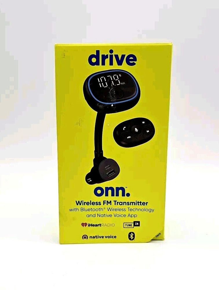 onn. Wireless FM Transmitter with Bluetooth and Native Voice App Compatible
