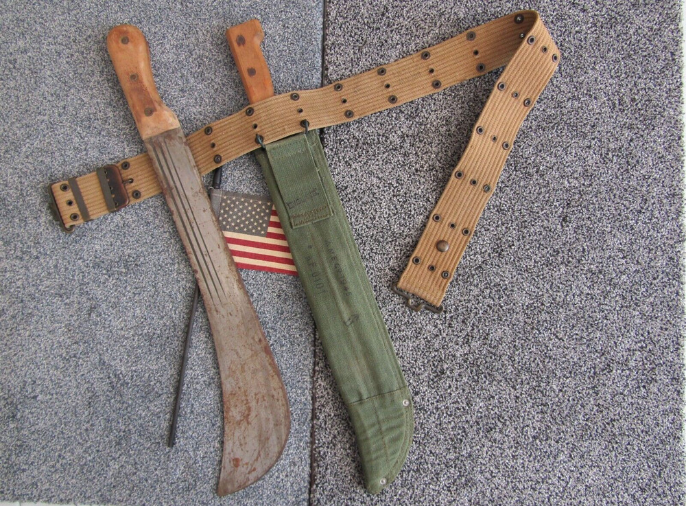 U.S. Army WW II belt & Machetes from England