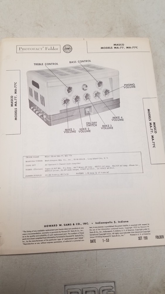 Sams Photo Fact Set 190 1/53 Complete Set