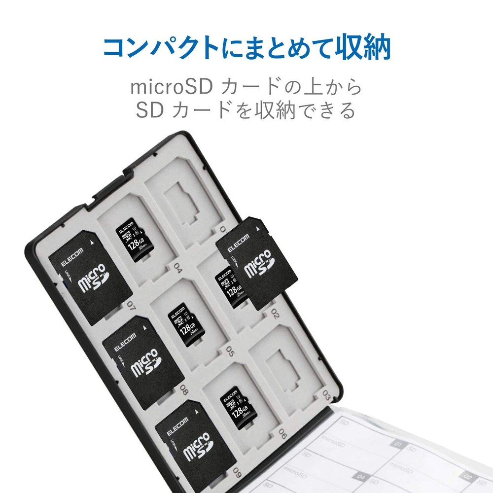 ELECOM memory card case SD case plastic SD18 sheet + microSD18 CMC-SDCPP36BK