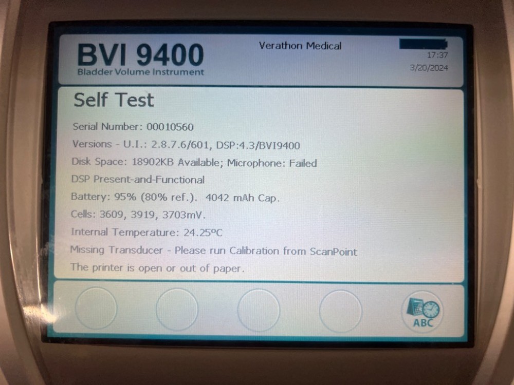VERATHON BVI9400 BLADDER SCANNER !
