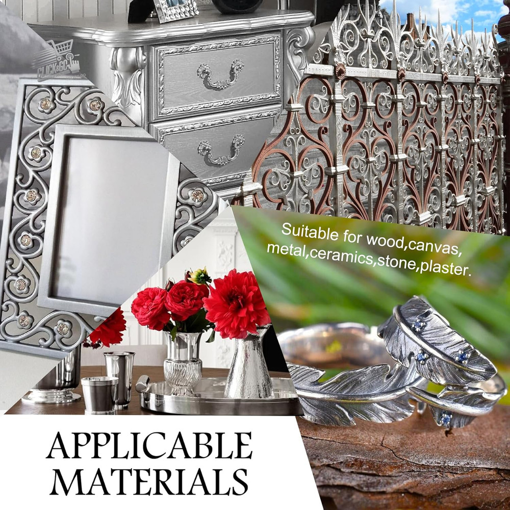 200ml Liquid Silver Paint - Super Shiny And Rapid Silver Leaf Effect Kit