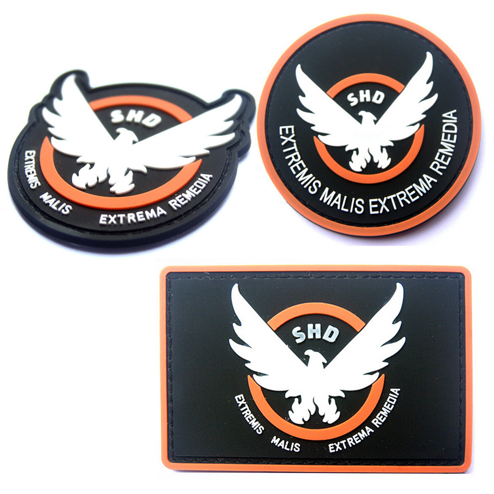 3 PCS THE DIVISION SHD GAME COPY RUBBER TACTICAL HOOK LOOP PATCH BADGE BLACK